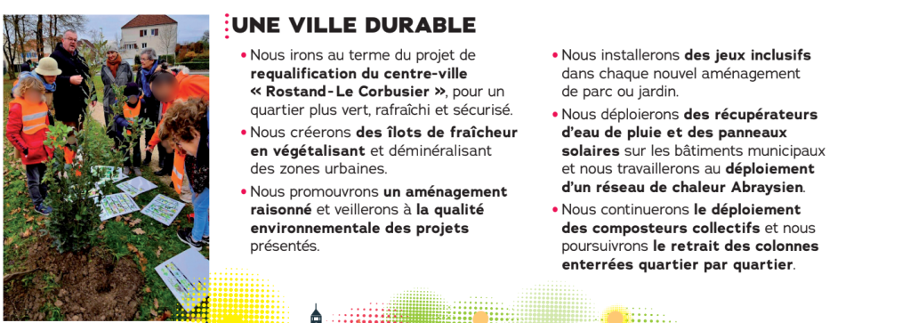 UNE VILLE SENSIBLE À LA FAUNE ET LA FLORE

Nous poursuivrons le fleurissement de la ville via le Label Villes et villages fleuris, le Label Territoire Engagé pour la Nature et le concours "Embellissons notre ville".

Nous renforcerons le rayonnement de la collection nationale du chrysanthème via le Conservatoire National Paul Lemaire-Saint-Jean de Braye.

Nous réaliserons un nouvel Inventaire de la Biodiversité Communale.

Nous développerons des actions en lien avec la protection animale et la régulation des espèces.